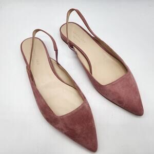 Everlane The Editor Slingback Flats Pink Suede Pointy Toe Size 9
